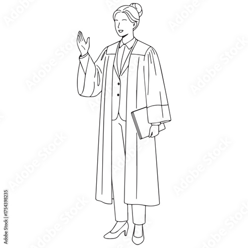 Senior Lawyer Line Art – Lawyer Vector Artwork with Defined Legal Personality – Lawyer Drawing – Vector of Lawyer – Lawyer Sketch