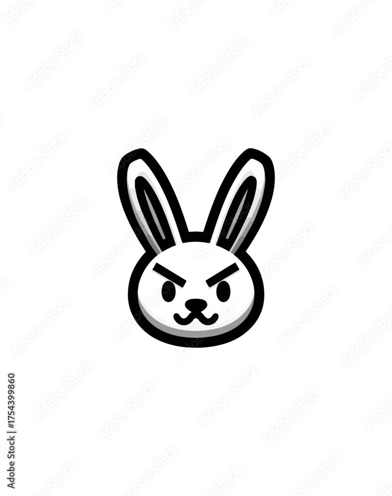 Obraz premium Cartoon rabbit face isolated on black background