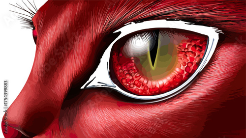 Red cat eye illustration macro close up detailed perspective