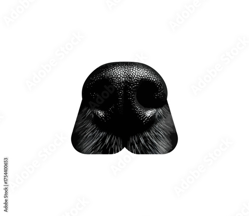 Dog nose close up isolated on black background animal detail