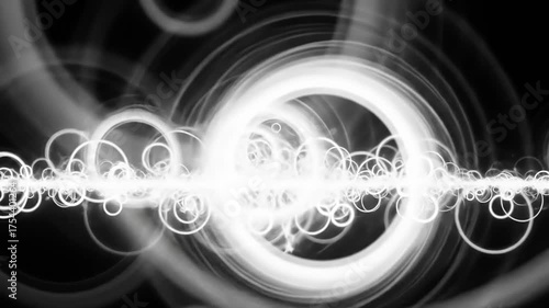 Abstract Glowing Circles Energy Flow Motion Background.