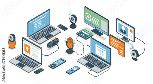 Isometric workspace for online communication and collaboration