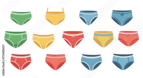 Colorful flat design women's underwear collection on white background