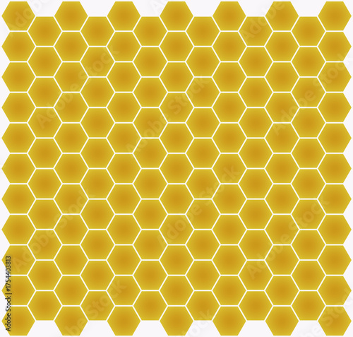 Motif en nid d’abeilles hexagonal - fond géométrique alvéoles minimaliste en blanc et or - vecteur
