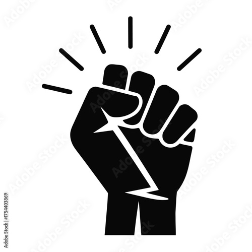 Raised black fist vector illustration scalable eps icon symbolic gesture of power unity resistance hope silhouette vector illustration white background