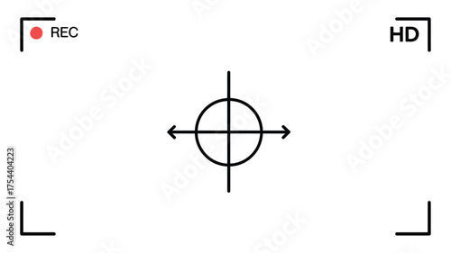 Vector camera viewfinder with rec and hd indicators scalable eps illustration silhouette vector illustration white background