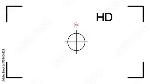 Scalable vector graphic of a camera viewfinder frame with hd and crosshairs icon eps silhouette vector illustration white background