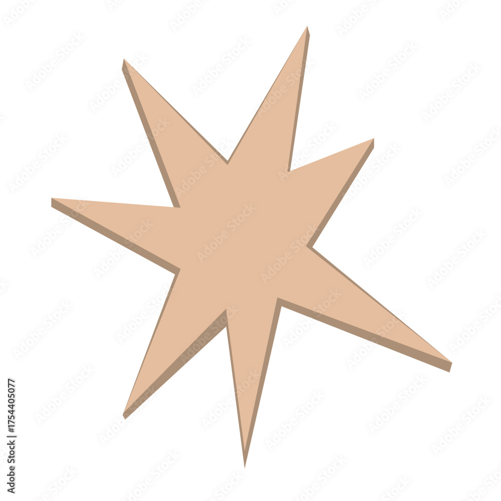 Obraz premium Simple and cute star from recycling cardboard paper. Christmas design element, carton star for DIY projects. Vector isolated illustration.