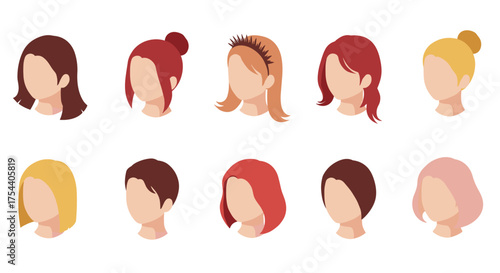 Diverse hairstyle collection featuring trendy women's hair designs
