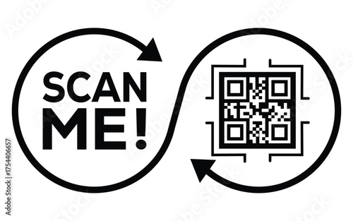 QR code scan icon set. Scan me frame. QR code scan for smartphone. QR code for mobile app, payment and identification. Vector illustration.