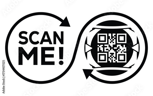 QR code scan icon set. Scan me frame. QR code scan for smartphone. QR code for mobile app, payment and identification. Vector illustration.