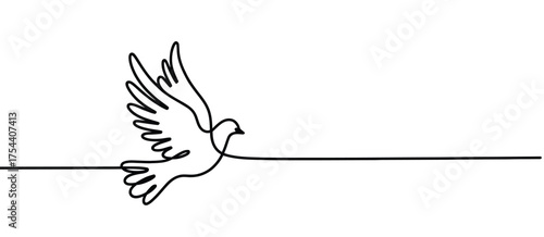 Elegant dove in continuous line art vector illustration symbolizing peace and freedom available in eps format silhouette vector illustration white background