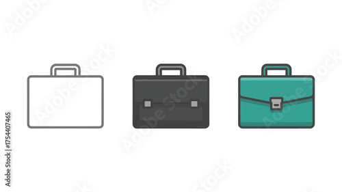 Set of briefcase icons flat vector illustration of business portfolio in various colors isolated on white background