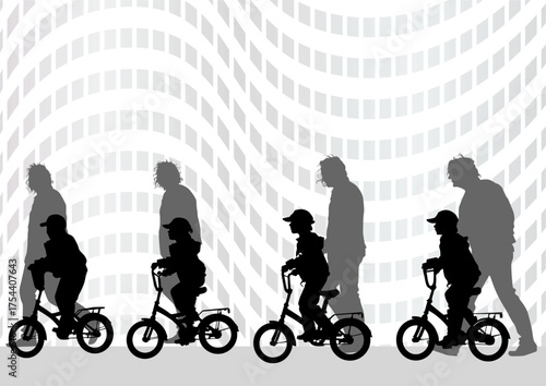 Child to Adult Growth Evolution Cycling Silhouette

