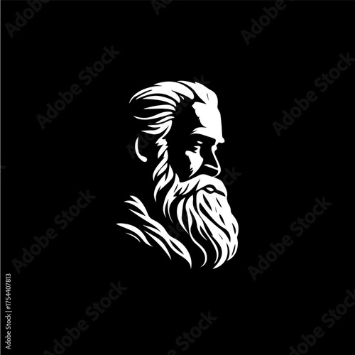 Bearded Old Man Profile Silhouette Logo Vector Illustration