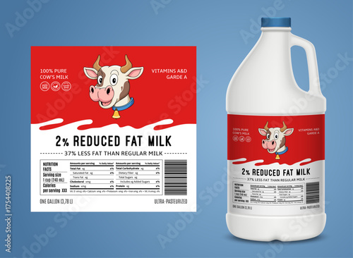 Vector milk jug packaging design template. Milk plastic jug mock-up