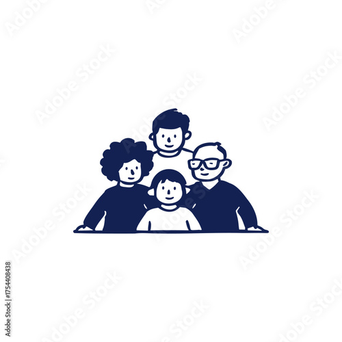 Minimalist Family Portrait Doodle Illustration