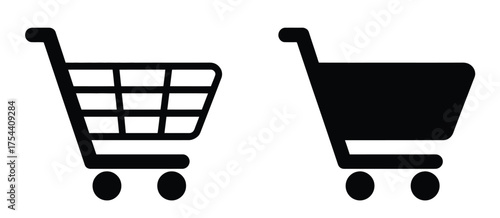 Minimalist black and white shopping cart icons vector illustration scalable eps graphics for e-commerce and retail silhouette vector illustration white background