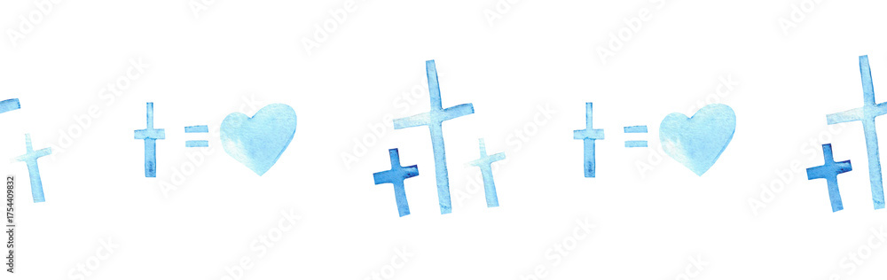 Obraz premium Watercolor Christian border.Watercolor hand-drawn border.