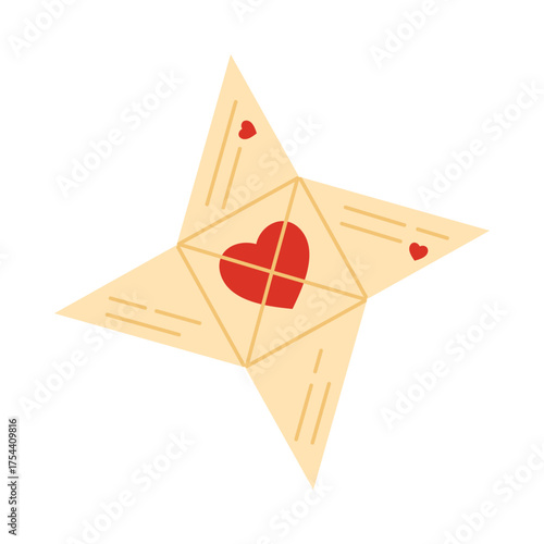 Isolated origami fortune teller with red heart symbol on white background vector illustration
