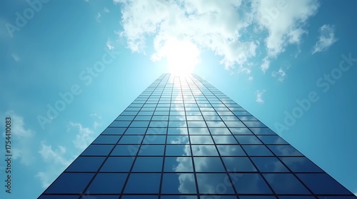 Worm's-eye View of a Glass Office Building Against the Sky