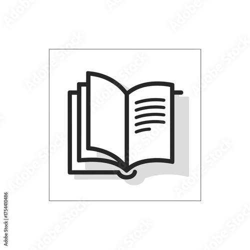 Minimalist line art illustration of an open book icon scalable vector graphic for educational and literary concepts silhouette vector illustration white background