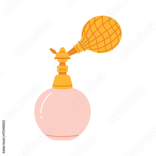 Elegant vintage perfume atomizer in Victorian style on isolated white background vector illustration