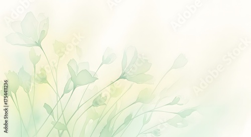 Soft focus watercolor illustration of delicate pale flowers