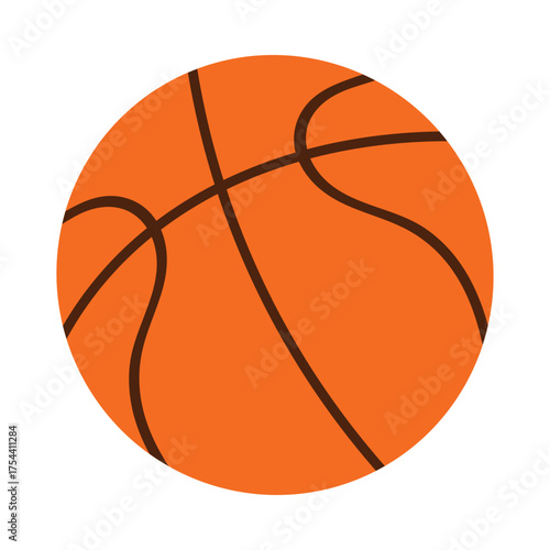 Minimalist orange basketball ball isolated on white background for sport activity concepts vector illustration