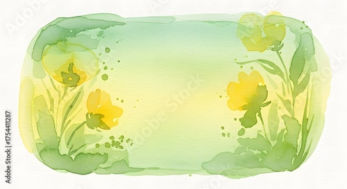 Watercolor floral frame with yellow flowers