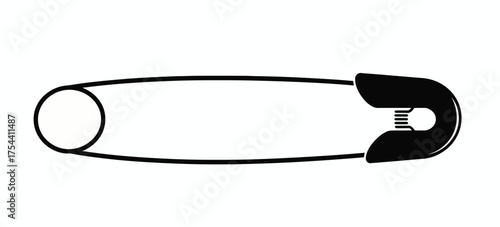 Simple safety pin vector illustration horizontal position scalable eps icon for design projects silhouette vector illustration white background