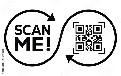 QR code scan icon set. Scan me frame. QR code scan for smartphone. QR code for mobile app, payment and identification. Vector illustration.