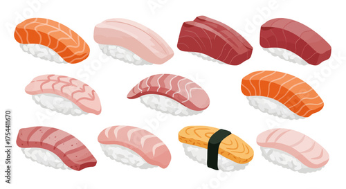 Assortment of Delicious Sushi Nigiri and Sashimi.