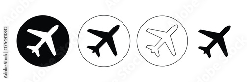 Set of four minimalist airplane icons vector graphics scalable illustration eps format silhouette vector illustration white background