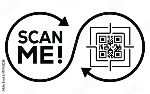 QR code scan icon set. Scan me frame. QR code scan for smartphone. QR code for mobile app, payment and identification. Vector illustration.