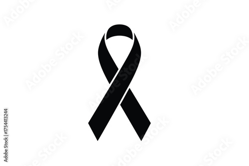 Striking black and white graphic illustration of a mourning ribbon vector scalable eps icon silhouette vector illustration white background