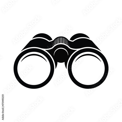 Striking black and white icon illustration of binoculars for surveillance and exploration scalable vector graphic silhouette vector illustration white background