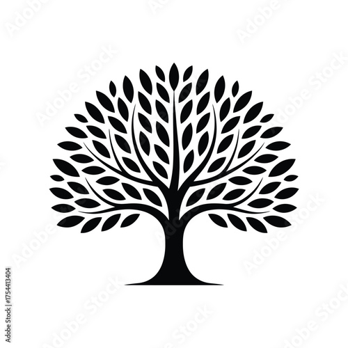 Striking black and white tree illustration vector scalable graphic for design projects eps format silhouette vector illustration white background