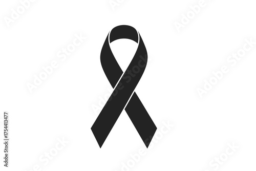 Striking black and white vector illustration of a mourning ribbon symbol for eps export silhouette vector illustration white background
