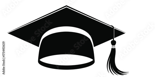 Scalable vector graduation cap silhouette illustration for academic achievements and educational concepts eps silhouette vector illustration white background