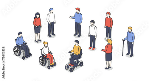 Inclusive isometric design of diverse people engaging in social interaction