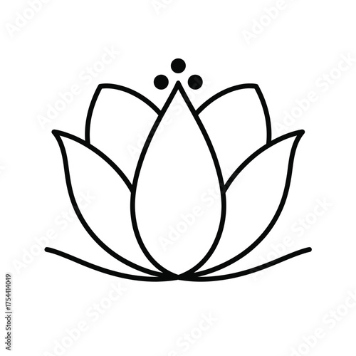 Asymmetrical lotus flower vector illustration scalable eps icon for general platform use silhouette vector illustration white background