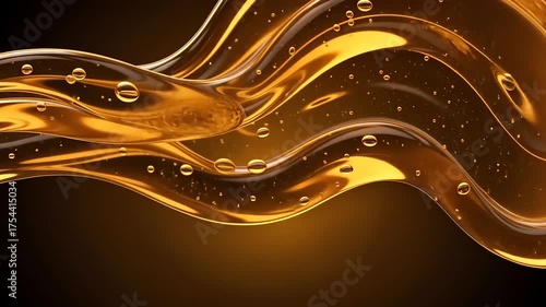 Golden Liquid Waves - A Viscous and Transparent Flowing Substance.