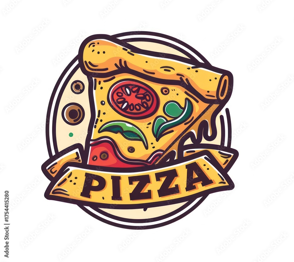 Obraz premium Pizza logo illustrated drawing animal.