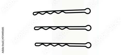 Three identical bobby pins arranged vector illustration scalable eps icon for general platform use silhouette vector illustration white background