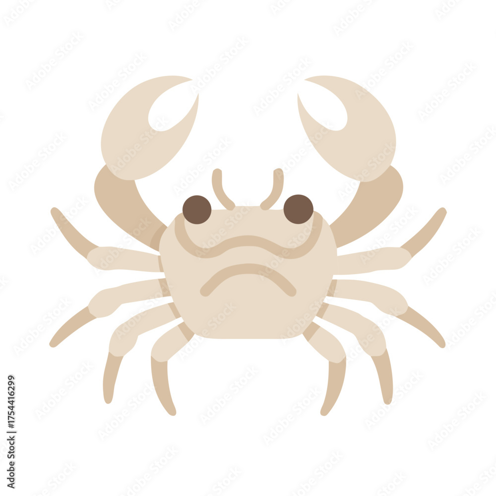 Fototapeta premium Cute and quirky crab cartoon character with grumpy expression, perfect for children's books, educational materials, or playful designs, originally from scalable vector art