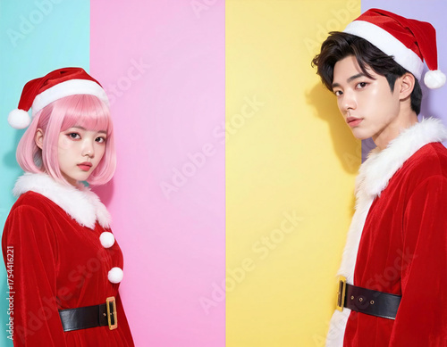 サンタコスチュームの男女