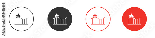 Roller coaster icon silhouette. editable vector template