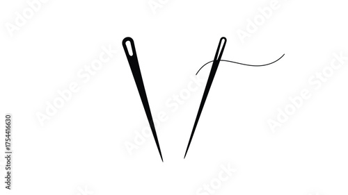 Two vertical sewing needles illustration vector graphic scalable eps icon for sewing craft and tailoring design elements silhouette vector illustration white background