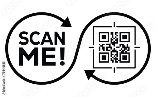 QR code scan icon set. Scan me frame. QR code scan for smartphone. QR code for mobile app, payment and identification. Vector illustration.